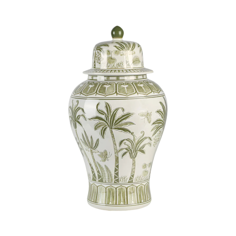 Amara Plantation Temple Jar Palm Green