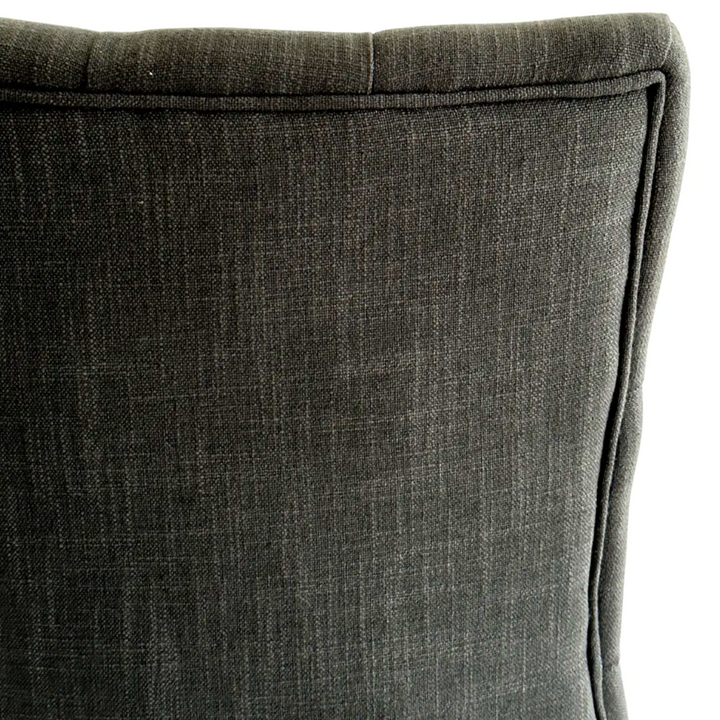 Diana Buttoned Hamptons Dining Chair Charcoal Linen Blend