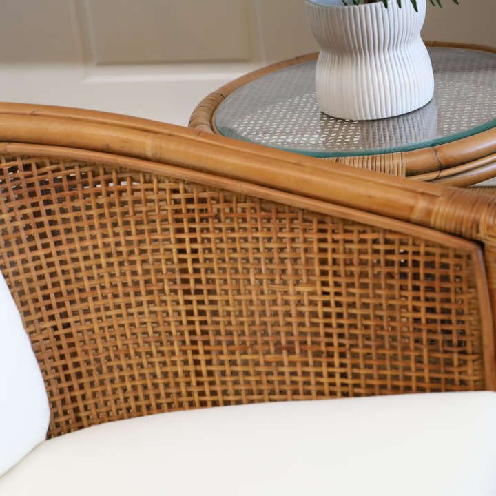 Cayman 3 Seat Rattan Sofa Cream Cushion