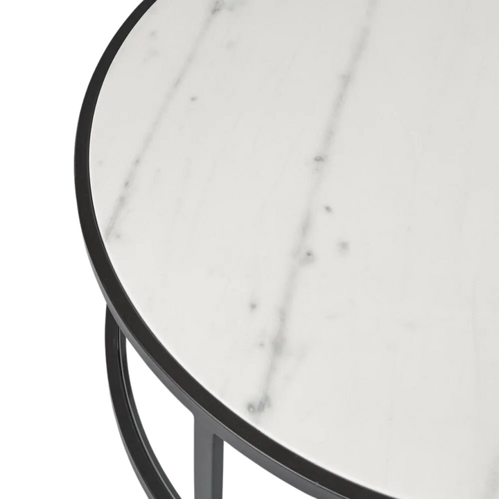 Palladium Black Iron Marble & Glass Coffee Table