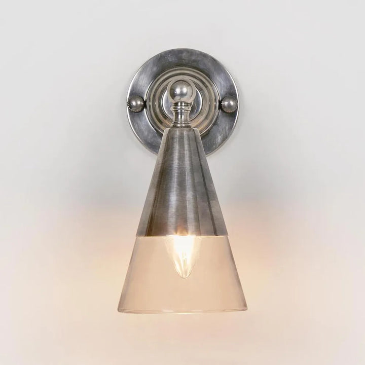 Otto Wall Light With Glass Shade Antique Silver