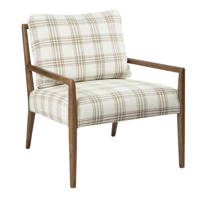 The Douglas Upholstered & Timber Armchair Plaid