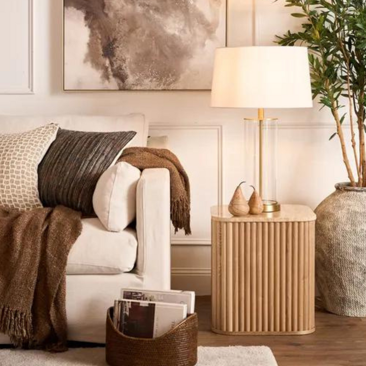 Travertine Oak Side Table