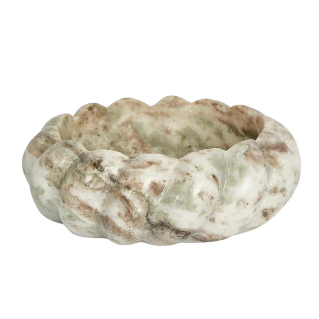 Twist Marble Bowl Beige & White Small