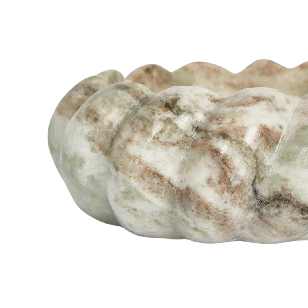 Twist Marble Bowl Beige & White Small