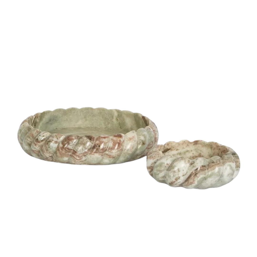 Twist Marble Bowl Beige & White Small