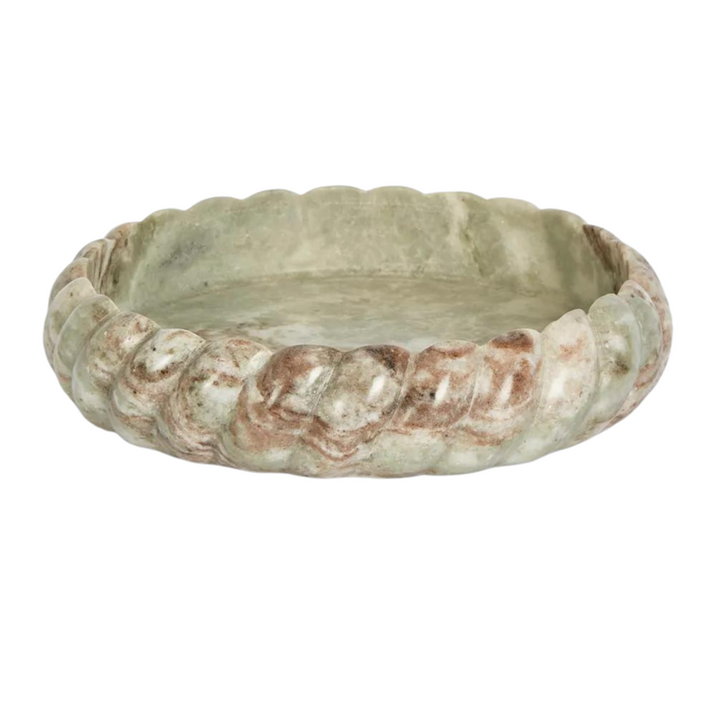 Twist Marble Bowl Beige & White Large