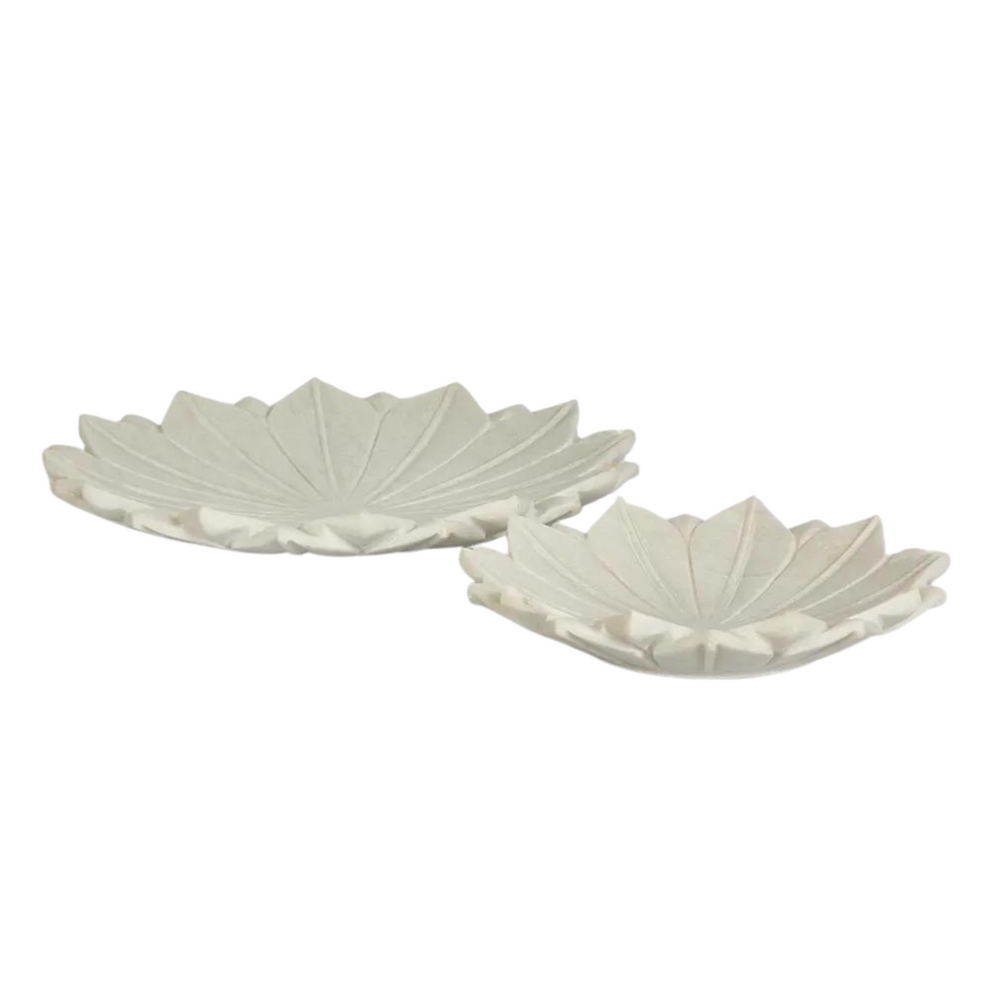 Perin Marble Flower Bowl Medium White