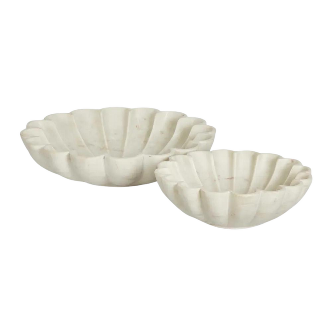 Flora Marble Bowl White Large