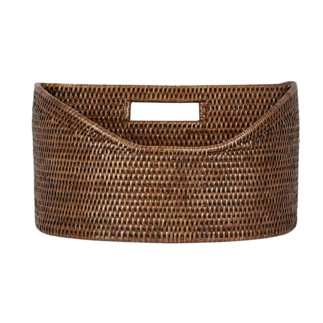 Paume Rattan Magazine Holder Antique Brown