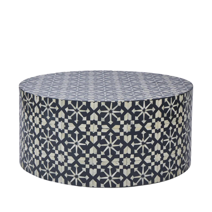 Adina Bone Inlay Round Coffee Table Grey/White