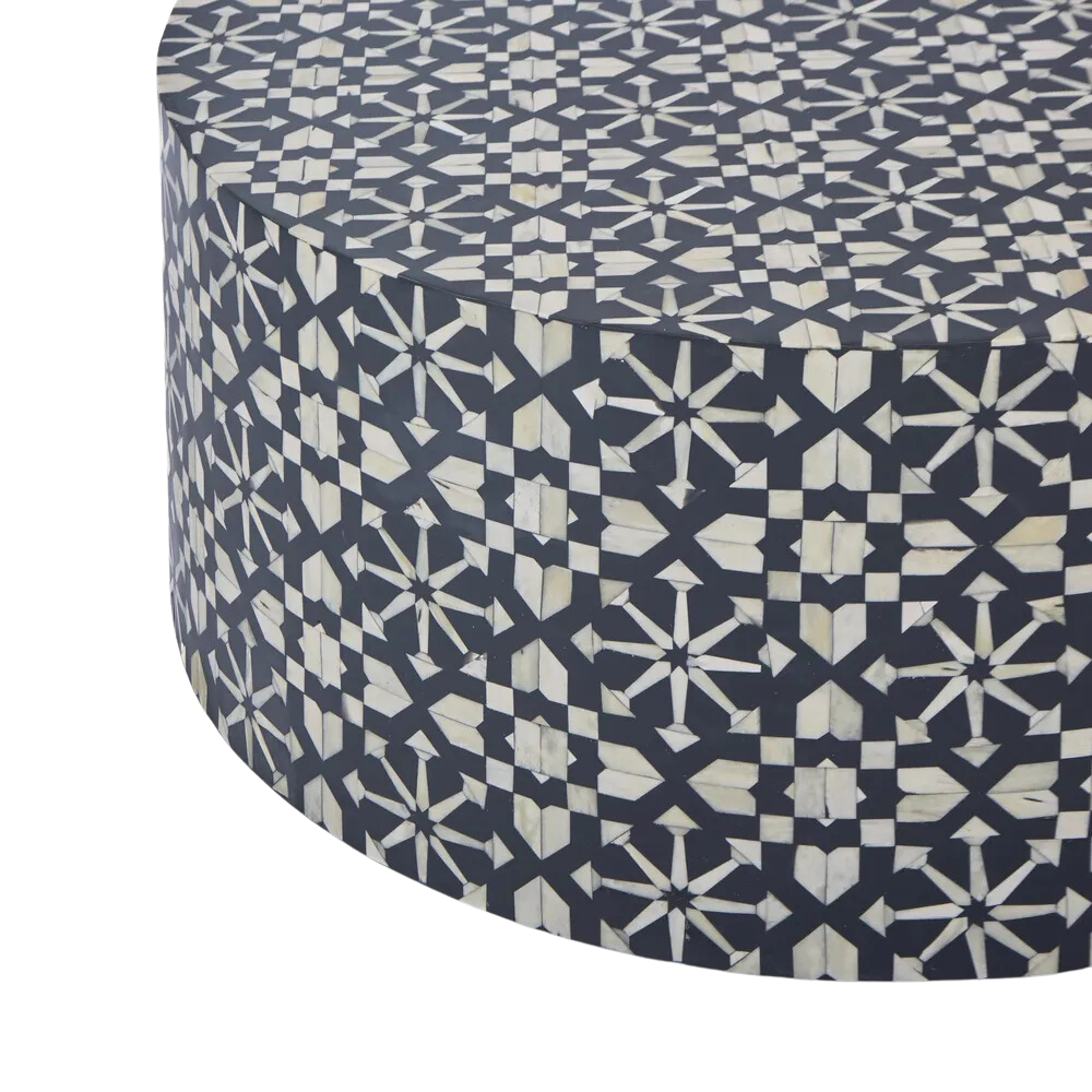 Adina Bone Inlay Round Coffee Table Grey/White