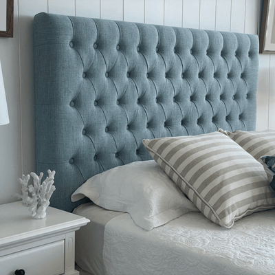 Torquay Ocean Blue Upholstered Queen Bedhead