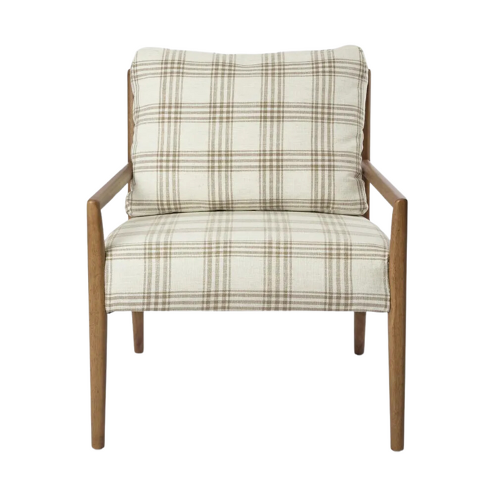 The Douglas Upholstered & Timber Armchair Plaid