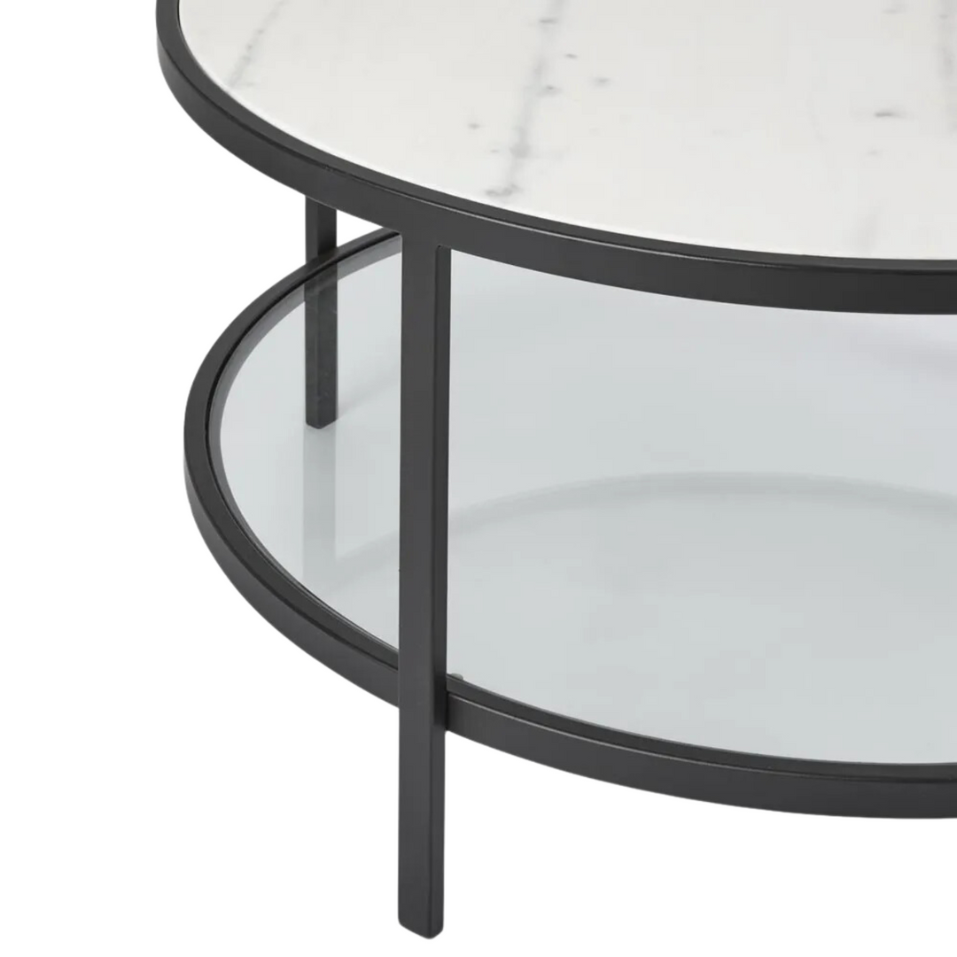 Palladium Black Iron Marble & Glass Coffee Table