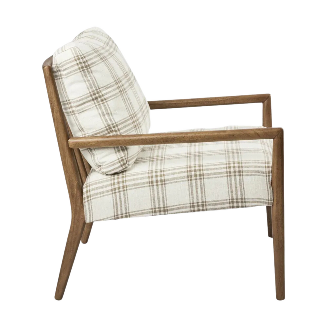 The Douglas Upholstered & Timber Armchair Plaid