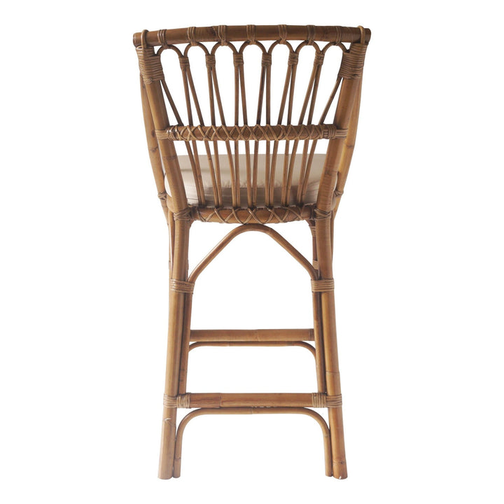 Cayman Rattan Hamptons Barstool Natural W/Beige Cushions & Footrest