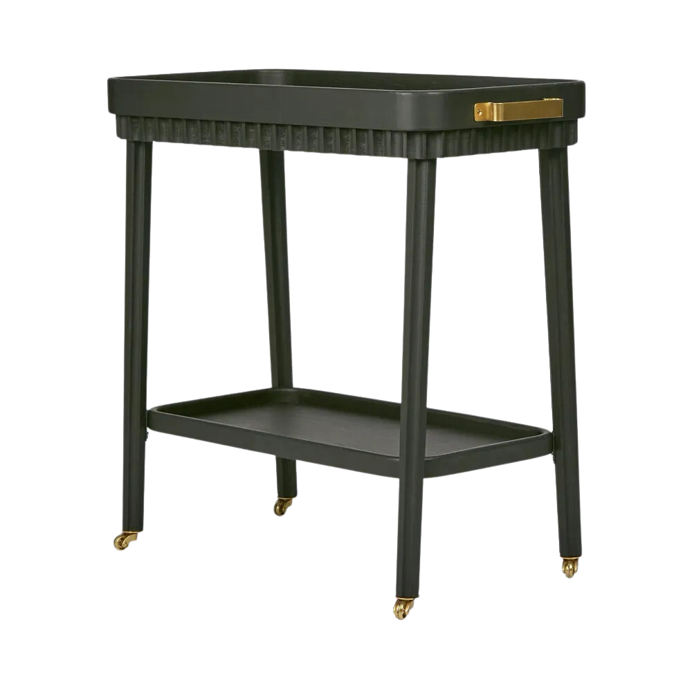 Royce Fluted Oak Bar Cart Black