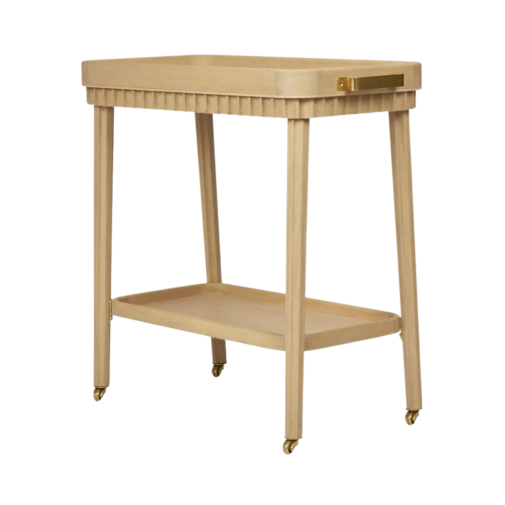 Royce Fluted Oak Bar Cart Natural