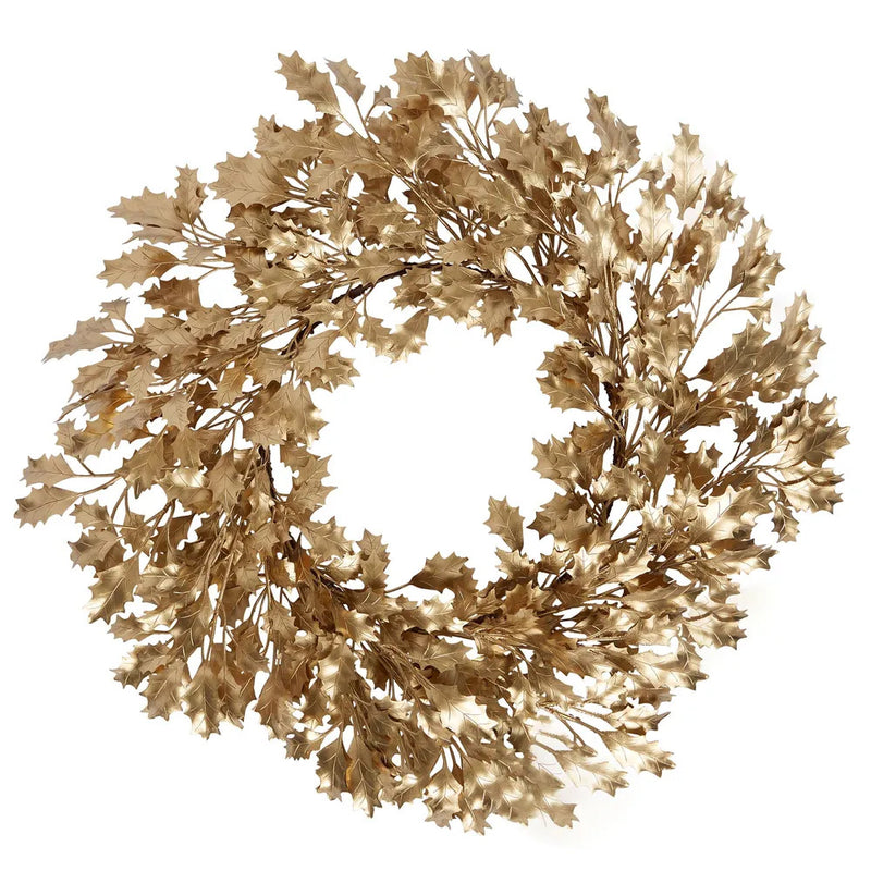 Holly Metallic Gold Wreath