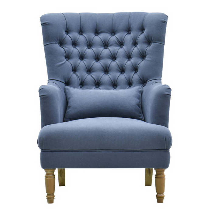 Bayside Hamptons Buttoned Armchair Navy Linen Blend