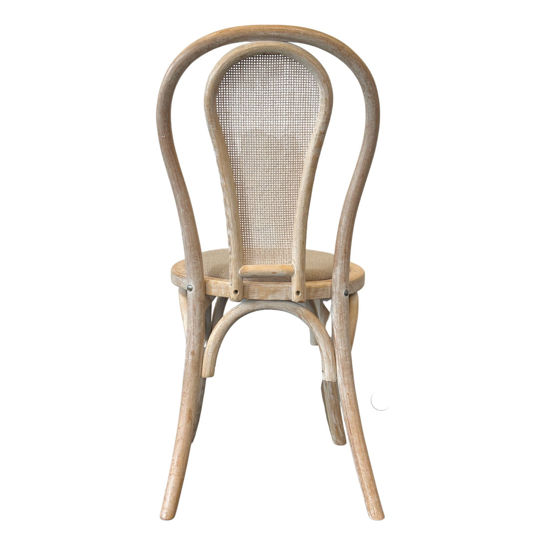 Round Rattan Back Elm Wood Dining Chair Natural