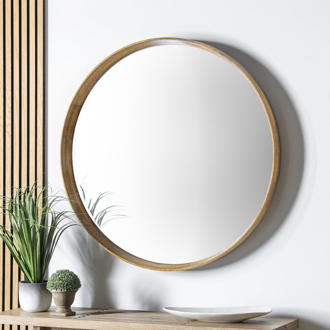 Keaton Round Mirror Oak Lrge