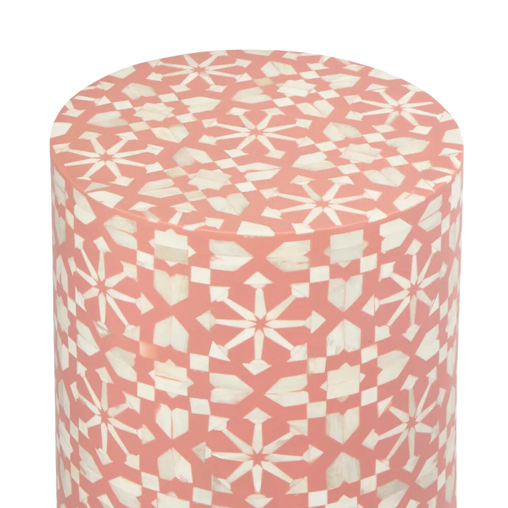 Adina Bone Inlay Side Table Peach/White