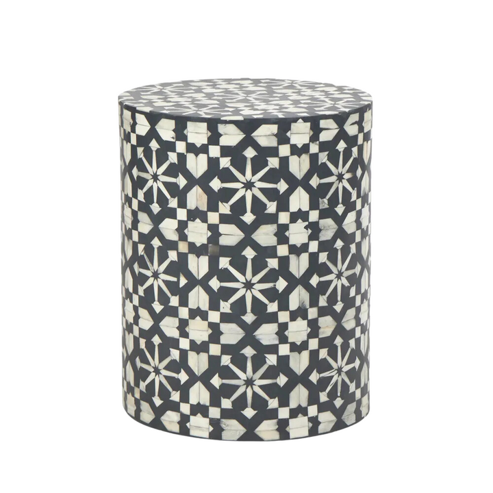 Adina Bone Inlay Side Table Grey/White