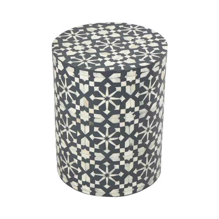 Adina Bone Inlay Side Table Grey/White