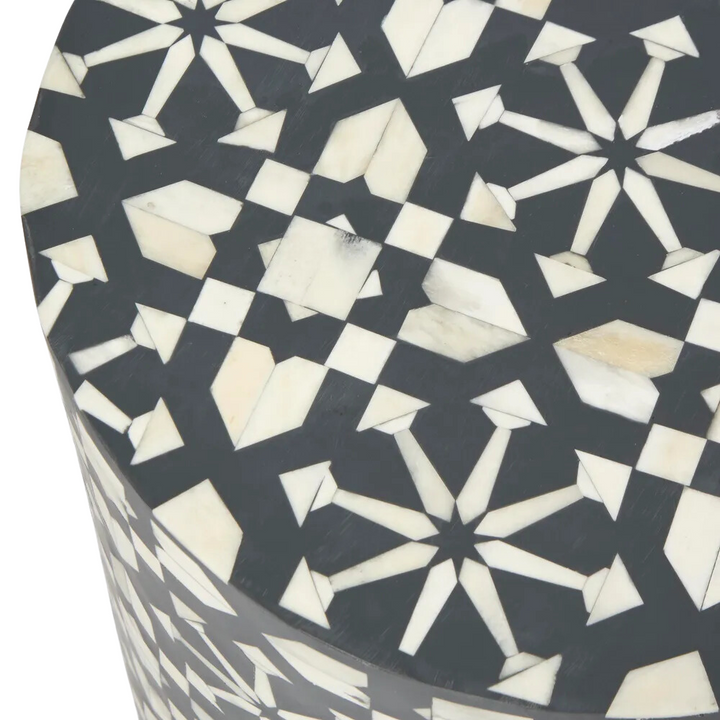 Adina Bone Inlay Side Table Grey/White