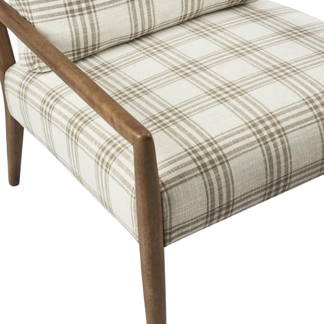 The Douglas Upholstered & Timber Armchair Plaid