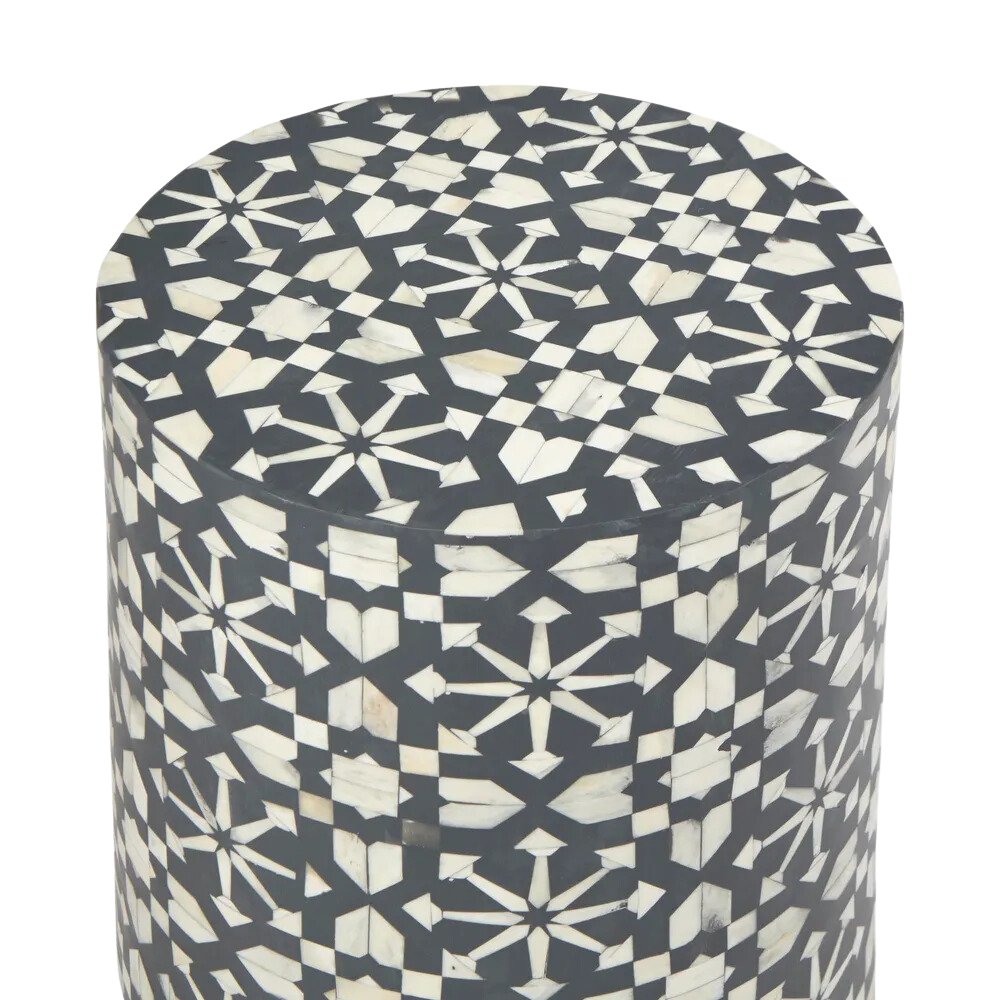 Adina Bone Inlay Side Table Grey/White