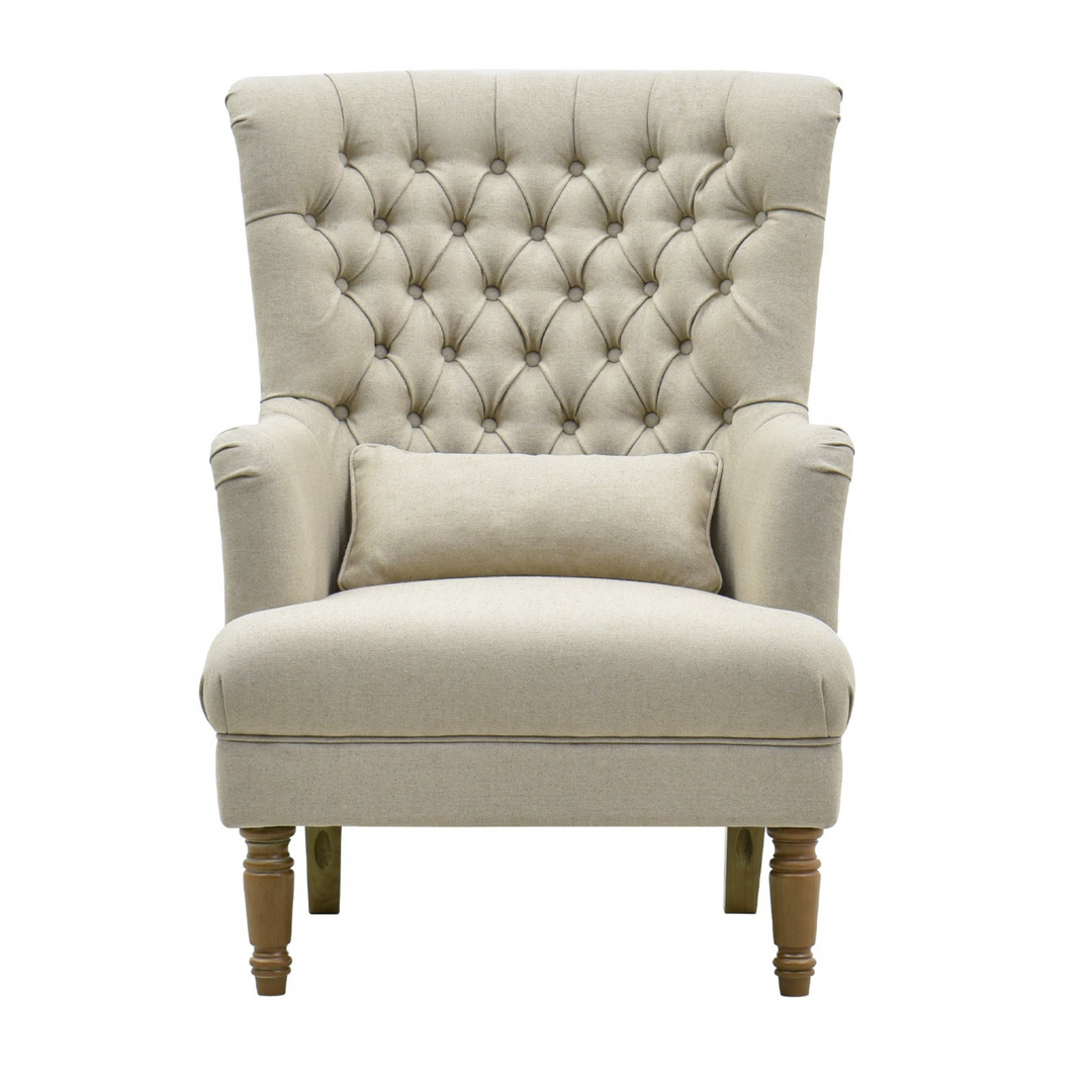 Bayside Hamptons Buttoned Armchair Natural Linen Blend