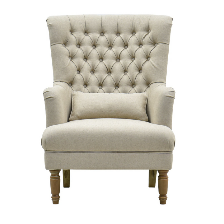 Bayside Hamptons Buttoned Armchair Natural Linen Blend