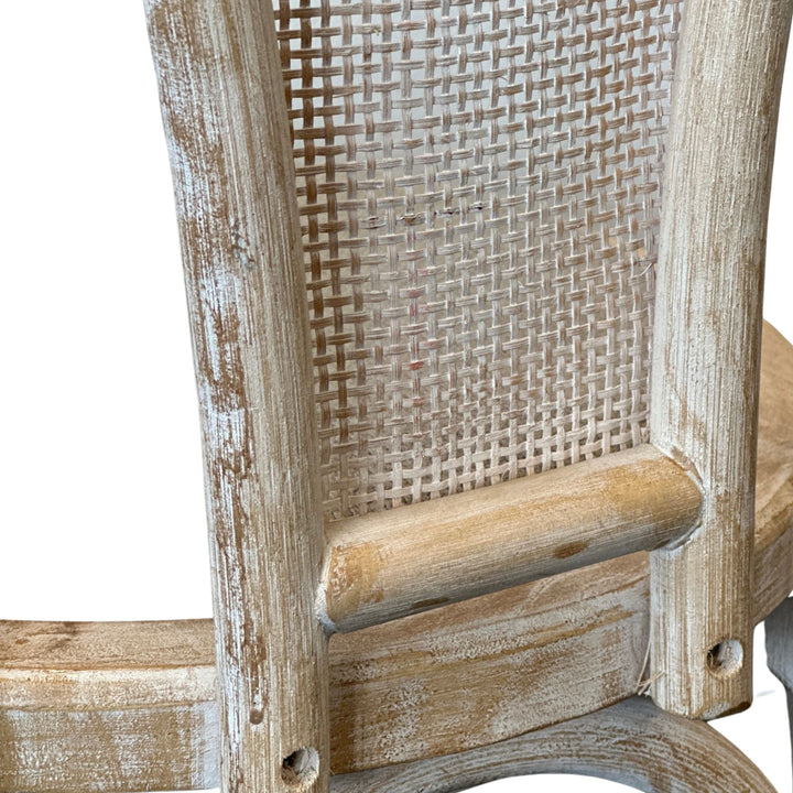 Round Rattan Back Elm Wood Dining Chair Natural