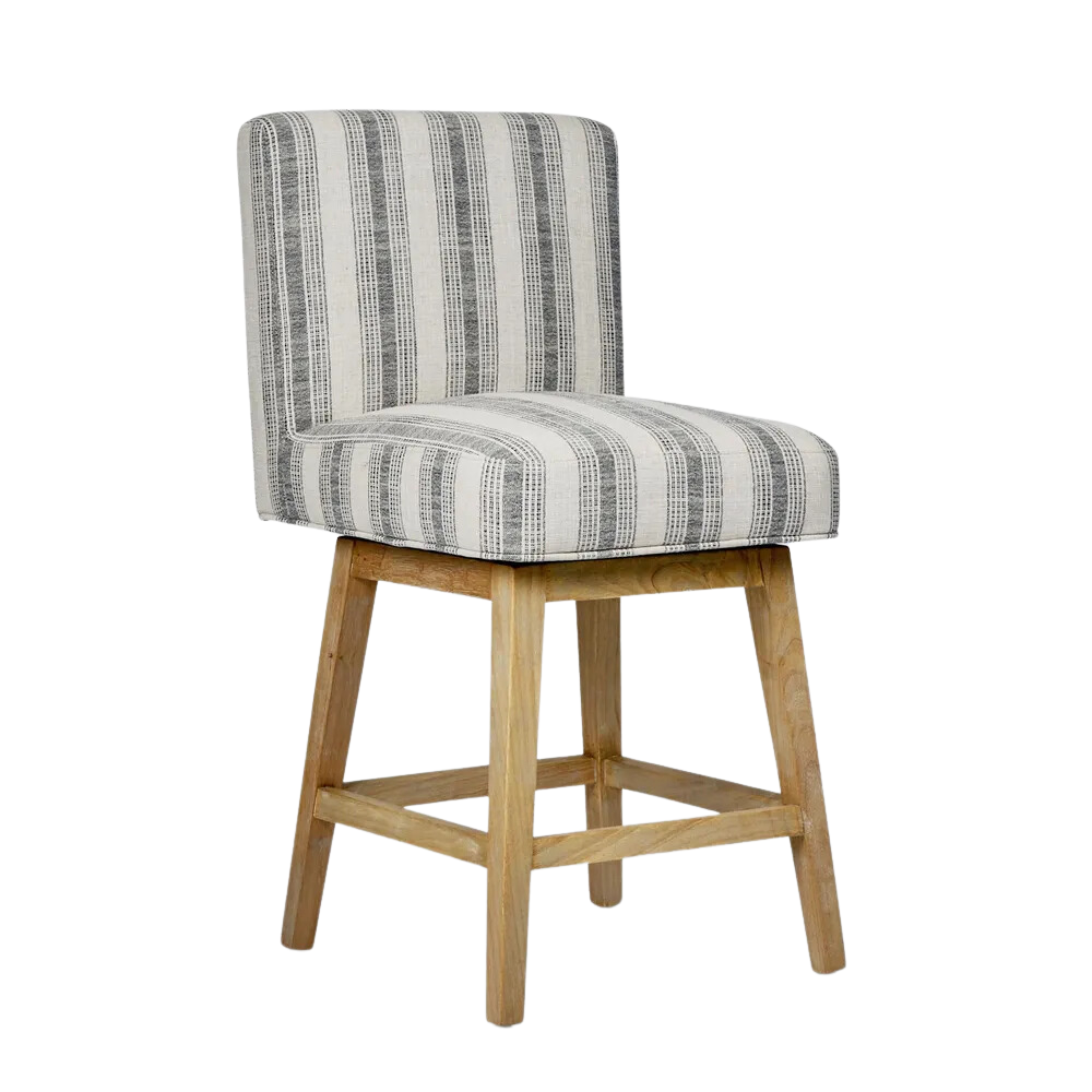 Cape Swivel Counter Stool Charcoal/White Stripe