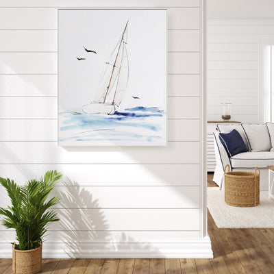 Aidan Yacht Print With Natural Timber Frame