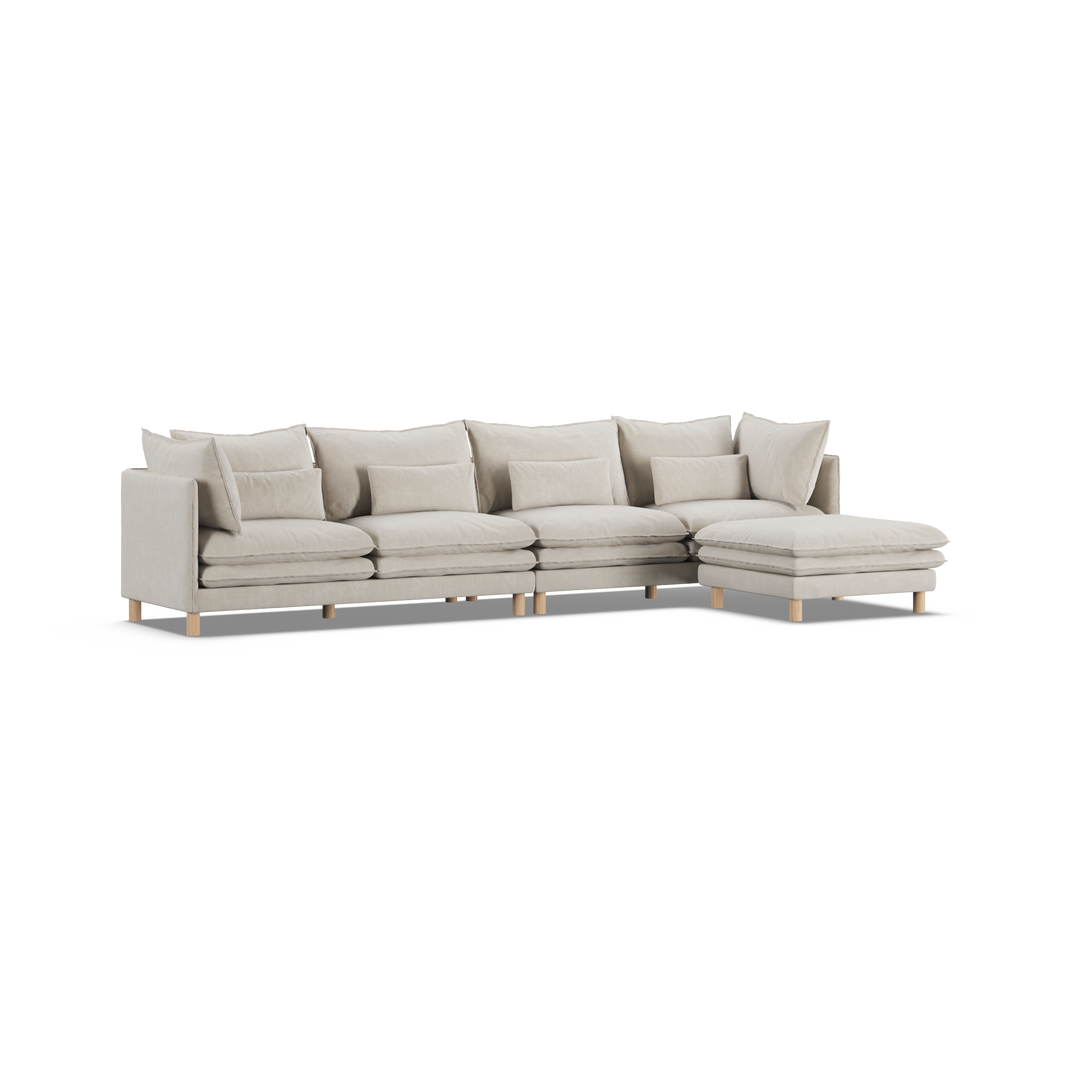 Aura 4 Seater with Chaise Natural