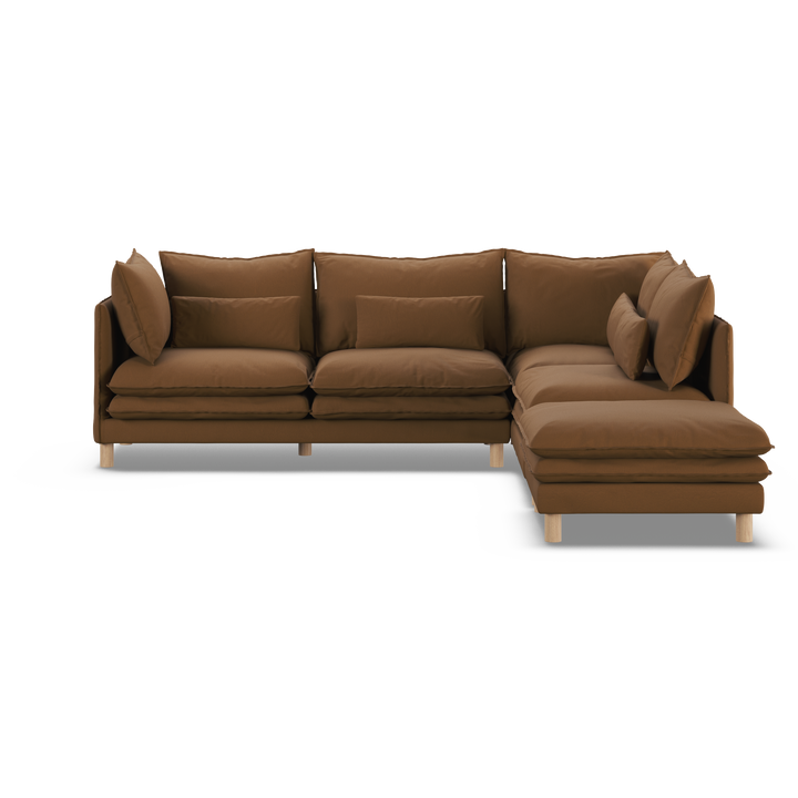 Aura 5 Seater Modular with Chaise Brown