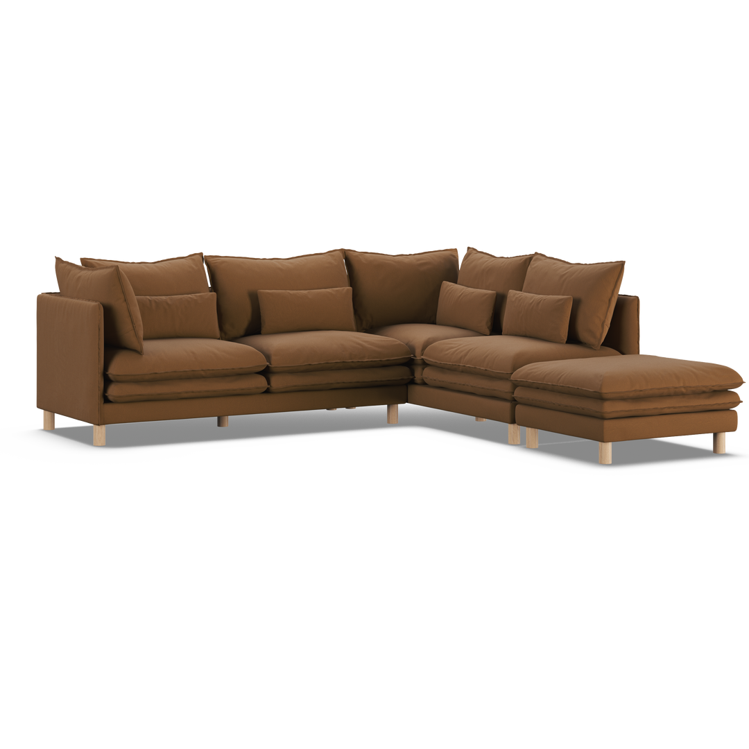 Aura 5 Seater Modular with Chaise Brown
