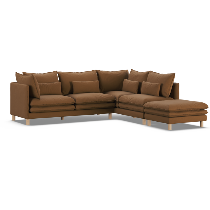 Aura 5 Seater Modular with Chaise Brown
