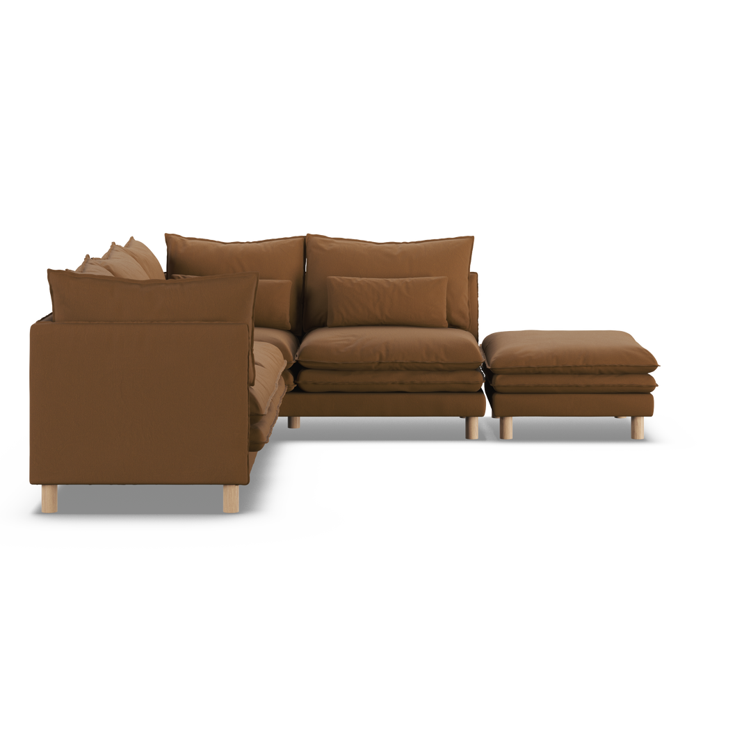 Aura 5 Seater Modular with Chaise Brown