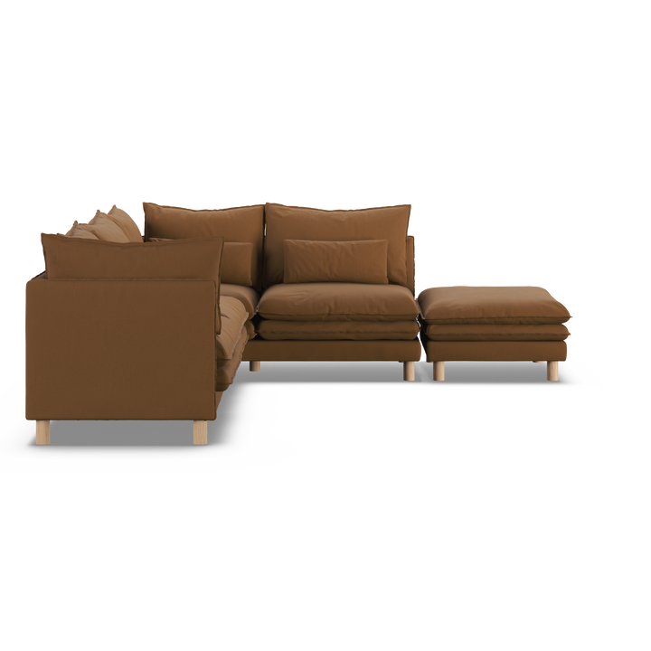 Aura 5 Seater Modular with Chaise Brown