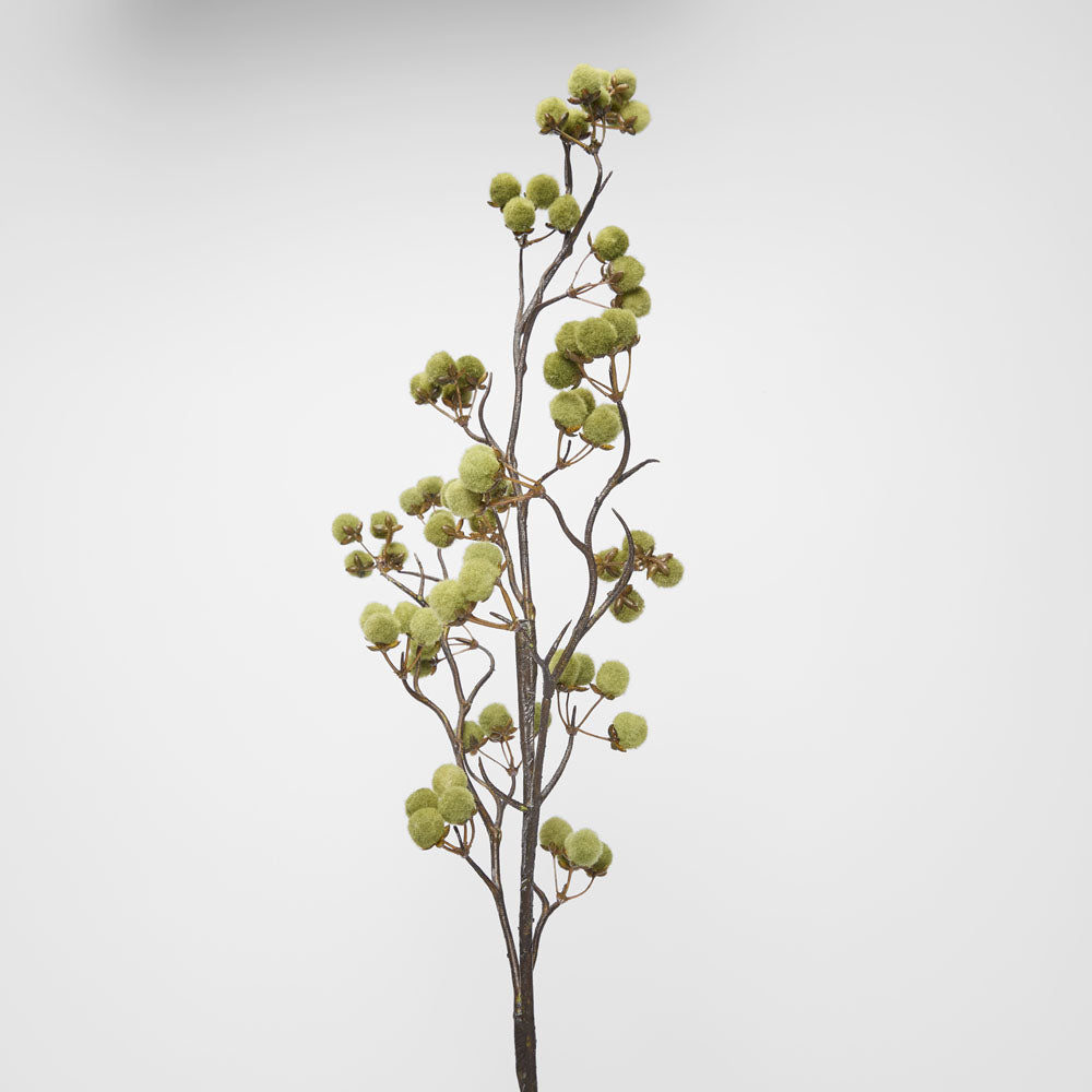 Flocked Berry Stem Green