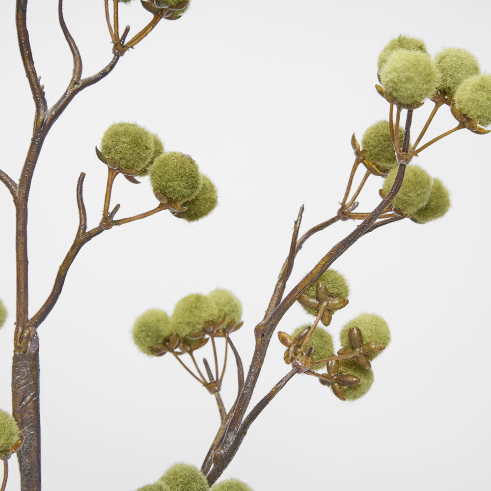 Flocked Berry Stem Green