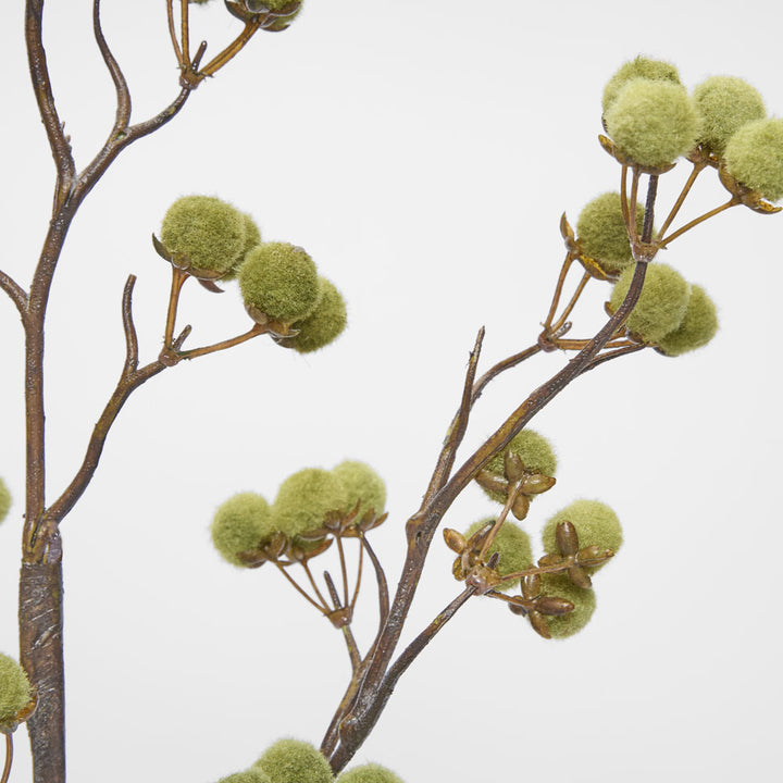 Flocked Berry Stem Green