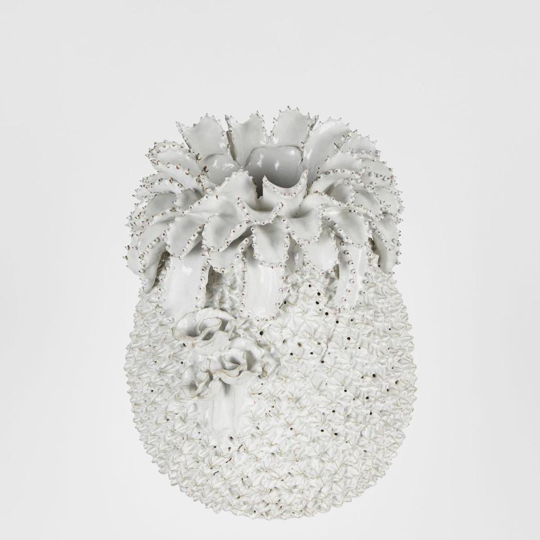 Pineapple Ceramic Vase Medium White