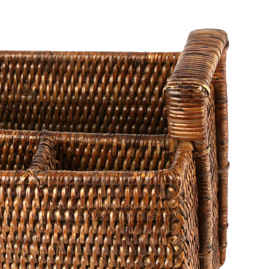 Paume Rattan Cutlery Caddy Antique Brown