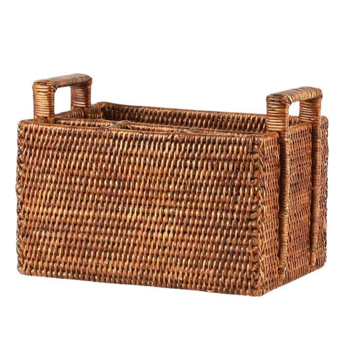 Paume Rattan Cutlery Caddy Antique Brown